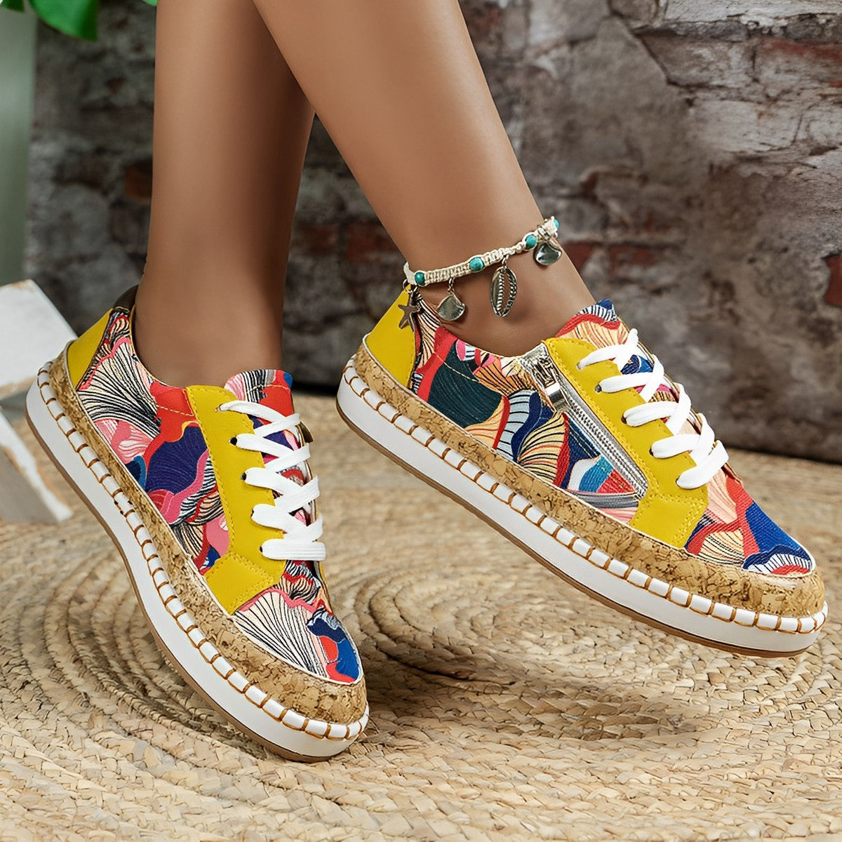 Zapatillas Deportivas Florales Femeninas - Vestiria