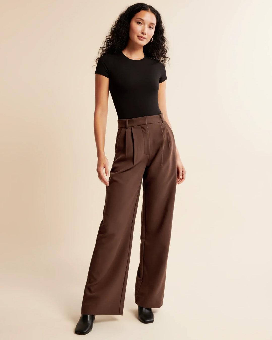 Pantalón Mujer Cintura Alta Plisado Elegante