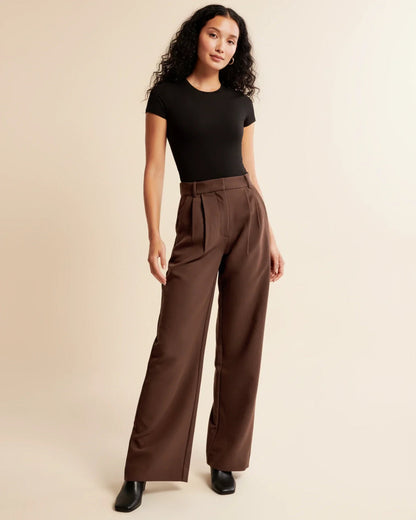 Pantalón Mujer Cintura Alta Plisado Elegante