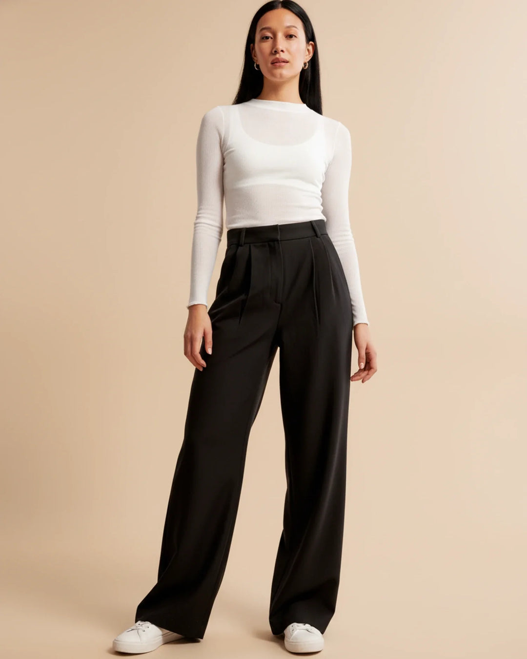 Pantalón Mujer Cintura Alta Plisado Elegante