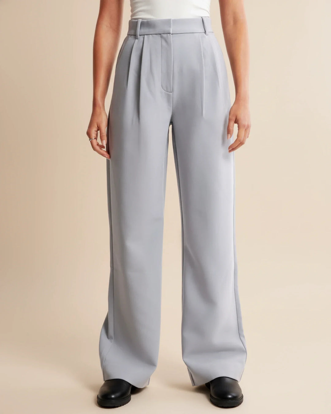 Pantalón Mujer Cintura Alta Plisado Elegante