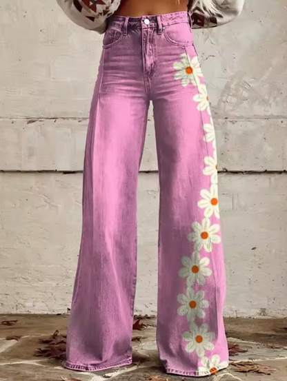Pantalón Ancho con Diseño de Luces Brillantes